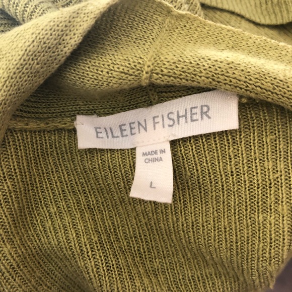 Eileen Fisher 100% Organic Linen Open Boxy Cardigan Size L Green - Picture 5 of 5